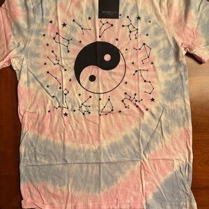 Junk Food Clothing Yin Yang Constellation Tee - Pink and Blue Tie-Dye